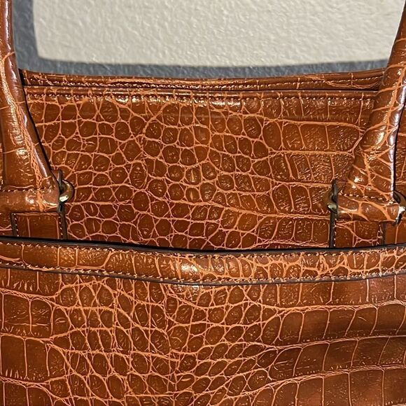 Anne Klein bag vintage tan brown animal snake faux leather gold tone EUC - Picture 8 of 10